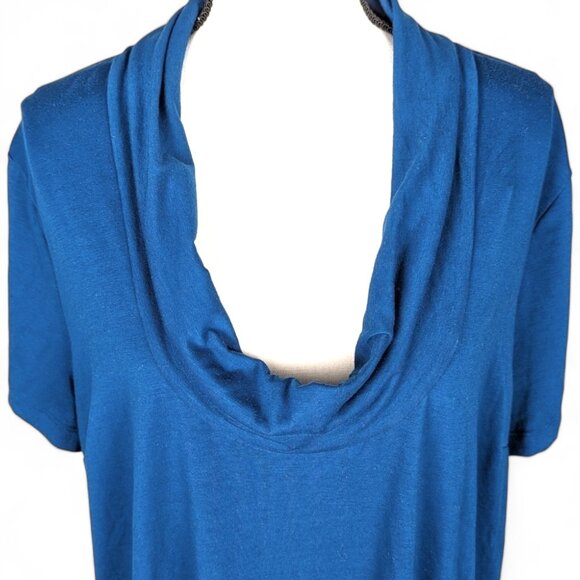 Lane Bryant Top Short Sleeve Cowl Neck Blouse Stretch Blue Womens Plus 22 / 24 - Picture 4 of 11